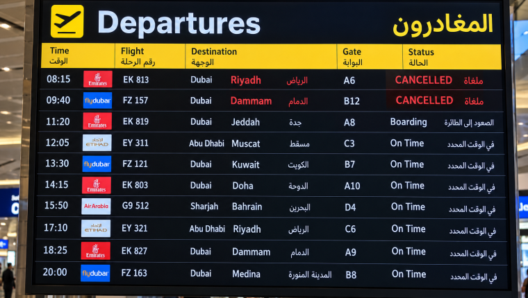 Etihad Cancels Saudi Flights Until November 5 as flydubai Extends Suspensions to October 29